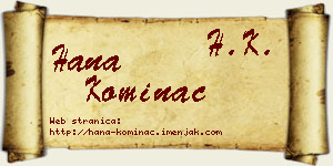 Hana Kominac vizit kartica